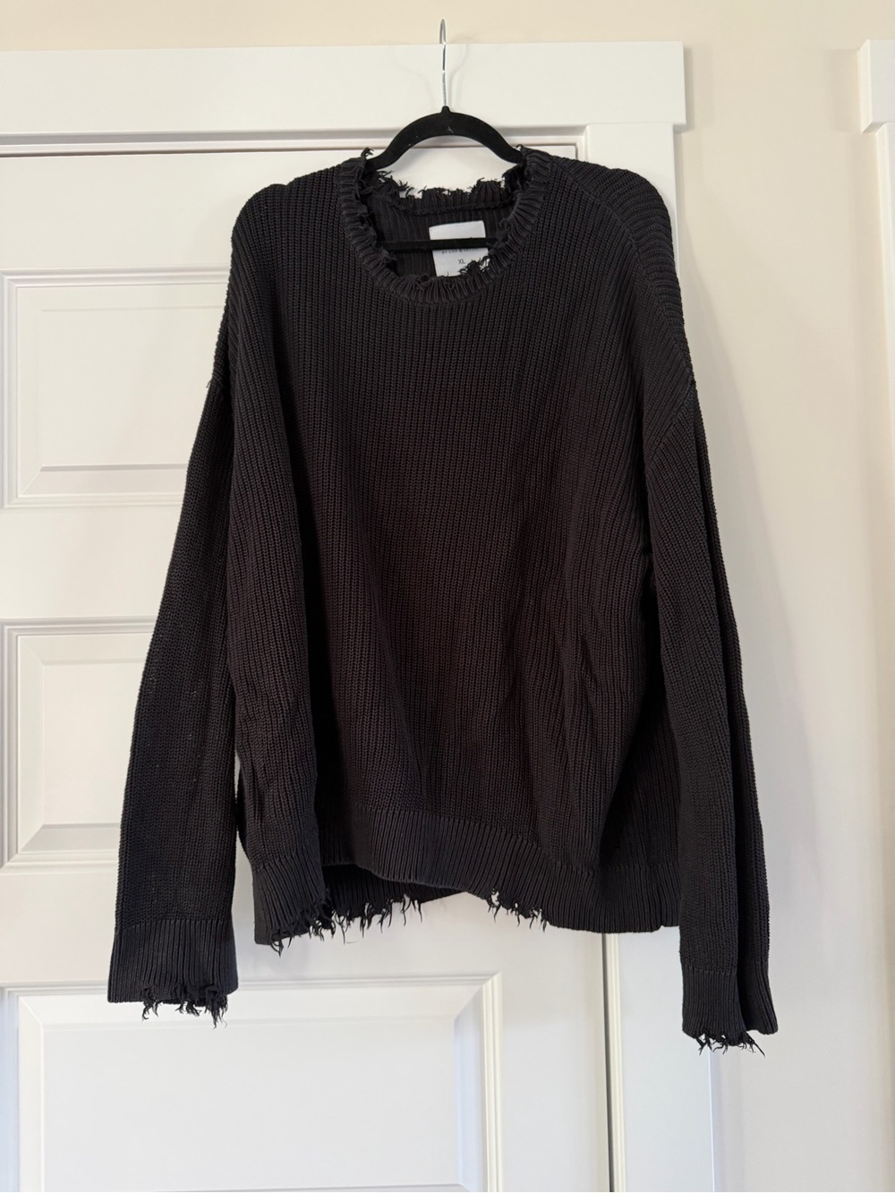 Chelsea Deboer Black Distressed Crewneck Sweater